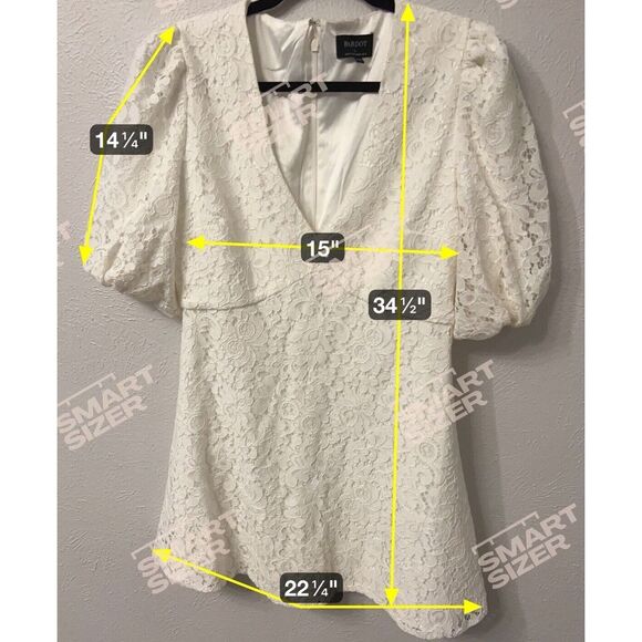 BARDOT‎ Devon Mini Lace White Cream A Line Mini Dress Size Large US 8 - Picture 6 of 10